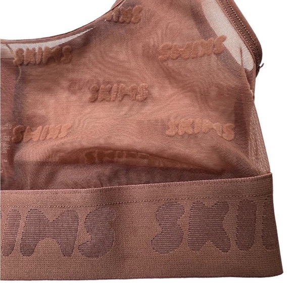 🤎SKIMS AFTER HOURS SCOOP NECK MESH BRALETTE BRA IN JASPER S - Picture 3 of 5